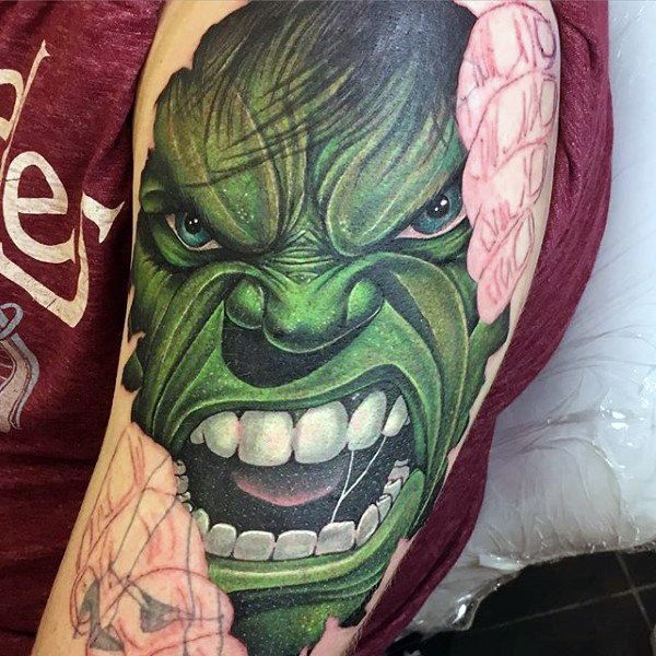 100 Incredible Hulk Tattoos For Men Gallant Green Design Ideas