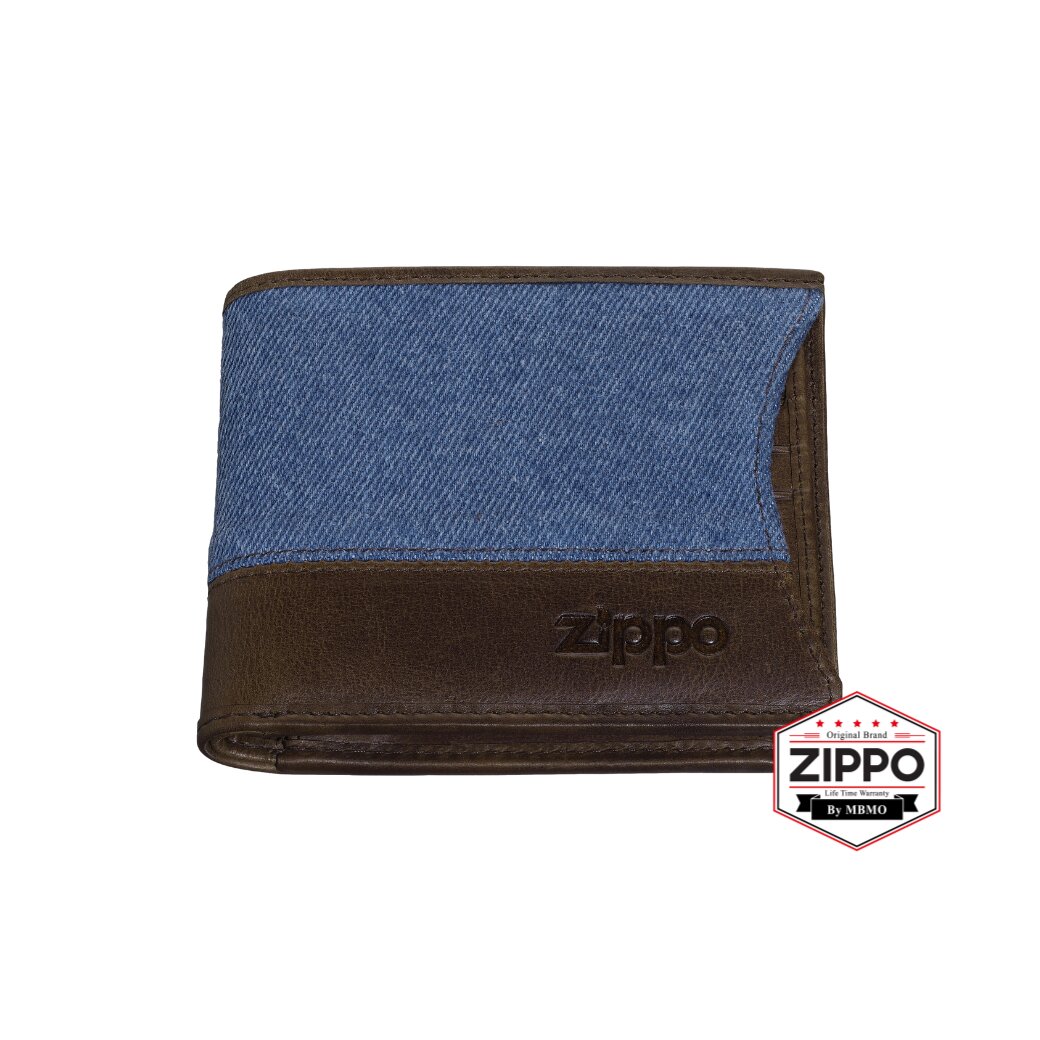 2007141 Zippo Denim Bi Fold Amp Credit Card Wallet Denim And Brown Zippo Shop Thailand By Mbmo