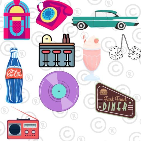 50S Retro Clipart Bundle 1950S Sock Hop By Twingenuity Graphics Thehungryjpeg