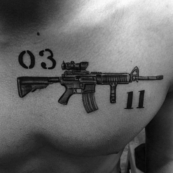 75 Ar 15 Tattoo Ideas For Men Rifle Designs