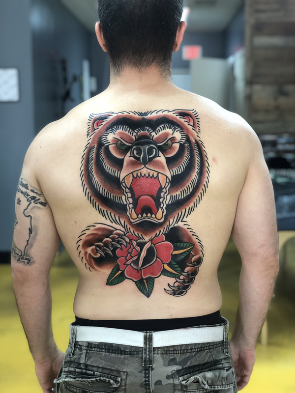 American Traditional Bear Tattoo By Drew Tattoonow