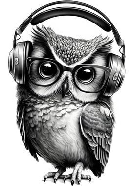 Amp 39 Smart Owl Artwork Amp 39 Poster Picture Metal Print Paint By Chris Nolan Displate In 2024 Cute