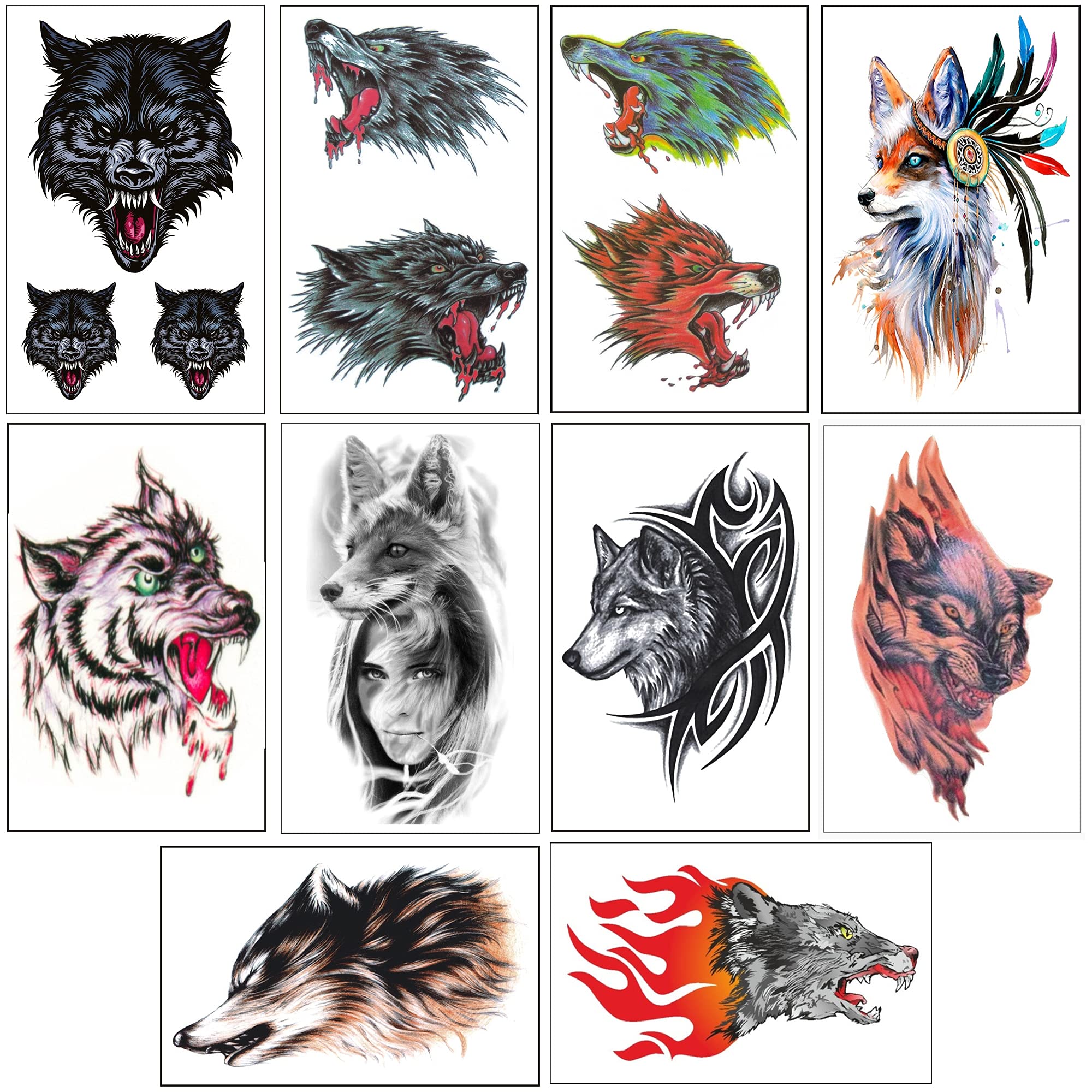 Buy Viking Celtic Wolf Temporary Tattoo Fenrir Wolf Head Fierce Odins Geri Amp Freki Nordic Myth