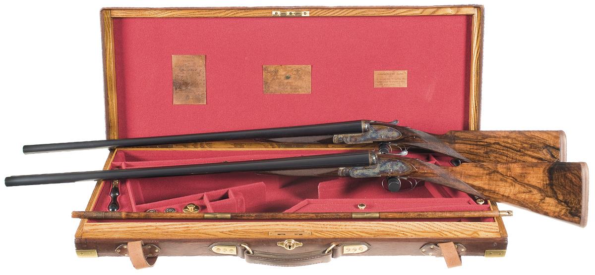 Cased Engraved Matched Consecutively Serialized Pair Of J Purdey Amp Sons Double Barrel Shotguns A