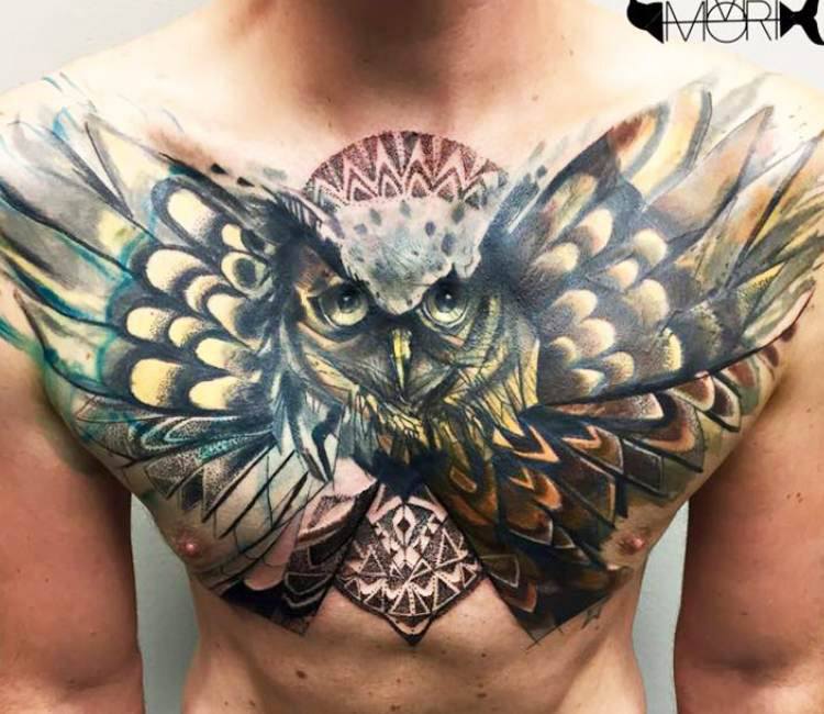 Chest Owl Tattoo By Momori Tattoo Post 14892