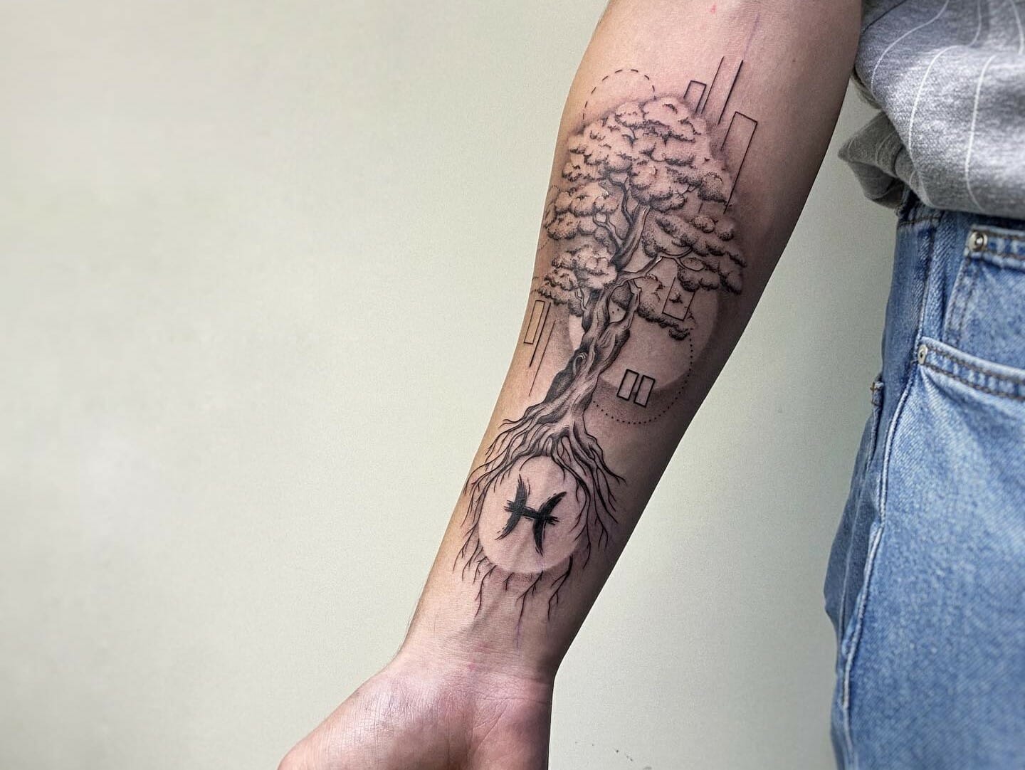 Evergreen Tree Tattoo Sleeve