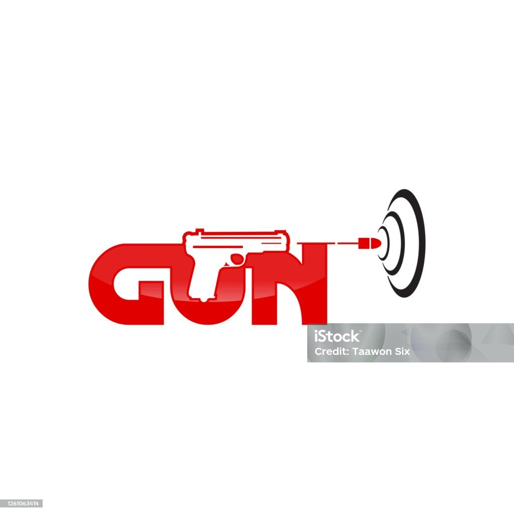 Fast Pistol Logo Gun Logo With Motion Effect Simple Modern Round Hunting Target Vector Logo