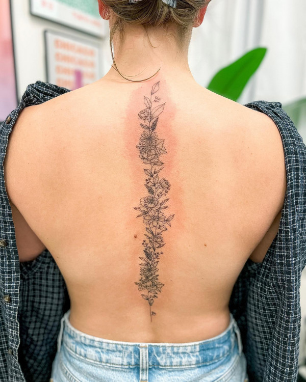 Floral Spine Tattoo 1 I Take You Wedding Readings Wedding Ideas Wedding Dresses