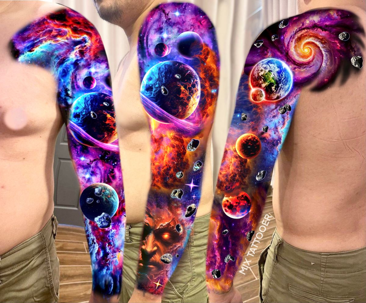 Galaxy Tattoo Sleeve Color Tattoo Sleeve Video In 2022 Galaxy Tattoo