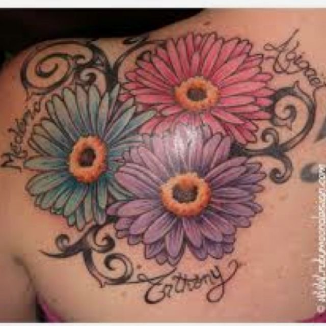 Gerbera Daisy Shoulder Tattoo