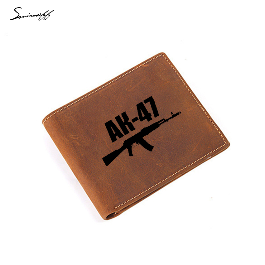 Laser Engraved Ak 47 Gun Wallet Men Custom Name Gifts Two Fold Credit Card Holder Small Coin