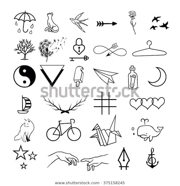 Minimalistic Tattoos Vector Set Stock Vector Royalty Free 375158245 Shutterstock