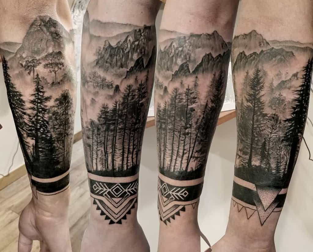 Mountain Forest Sleeve Tattoos Chloe Tattoo Artist