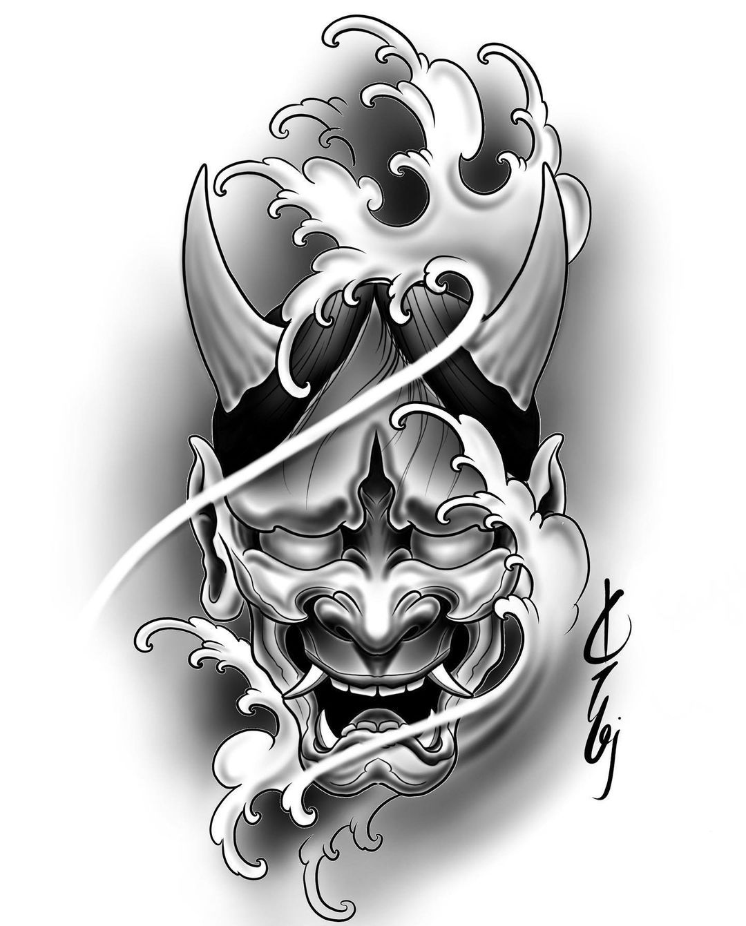 Samurai Mask Tattoo Hannya Mask Tattoo Hanya Tattoo Japanese Demon Tattoo Japanese Flower