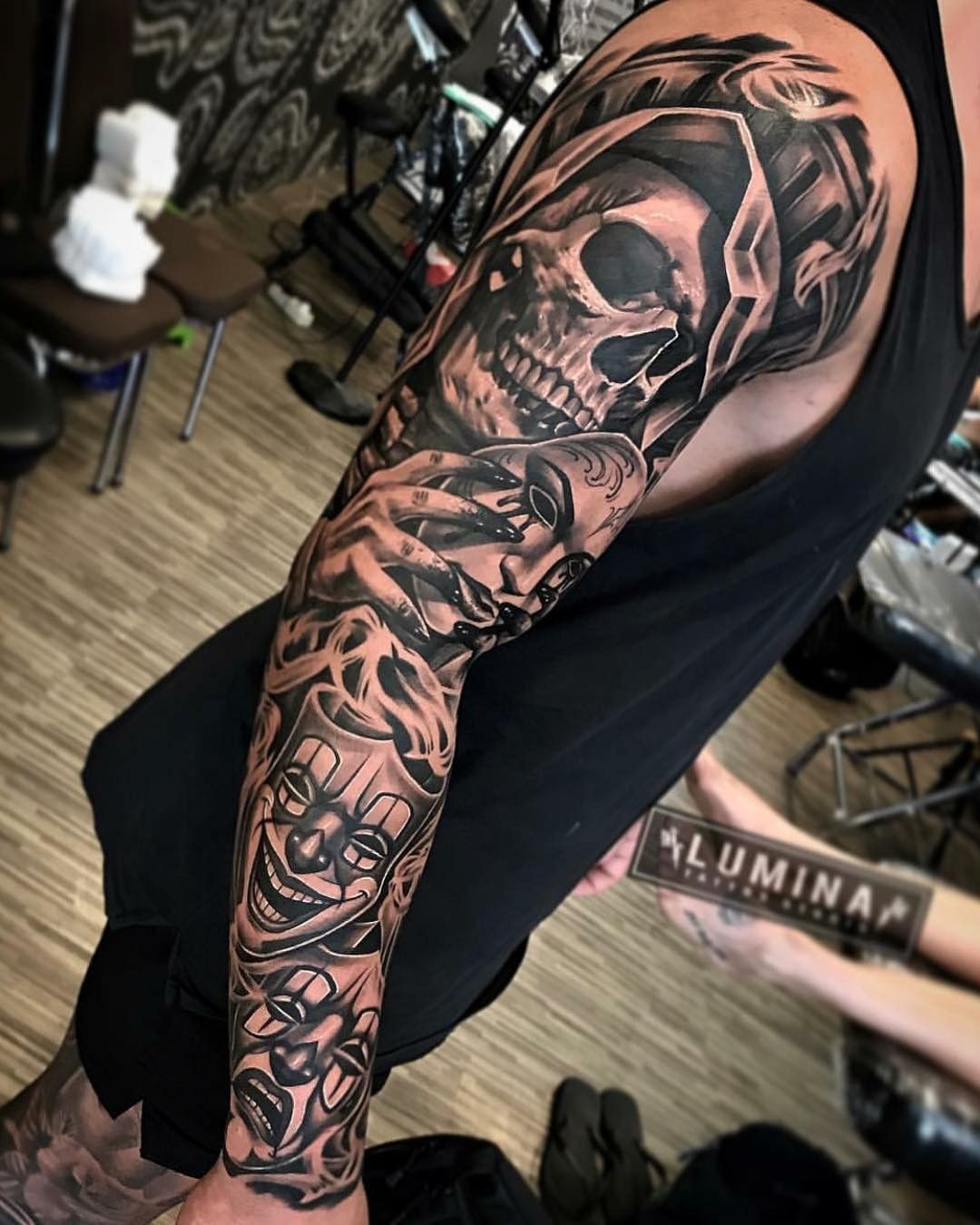 Skull Sleeve Skull Sleeve Tattoos Black Skull Tattoo