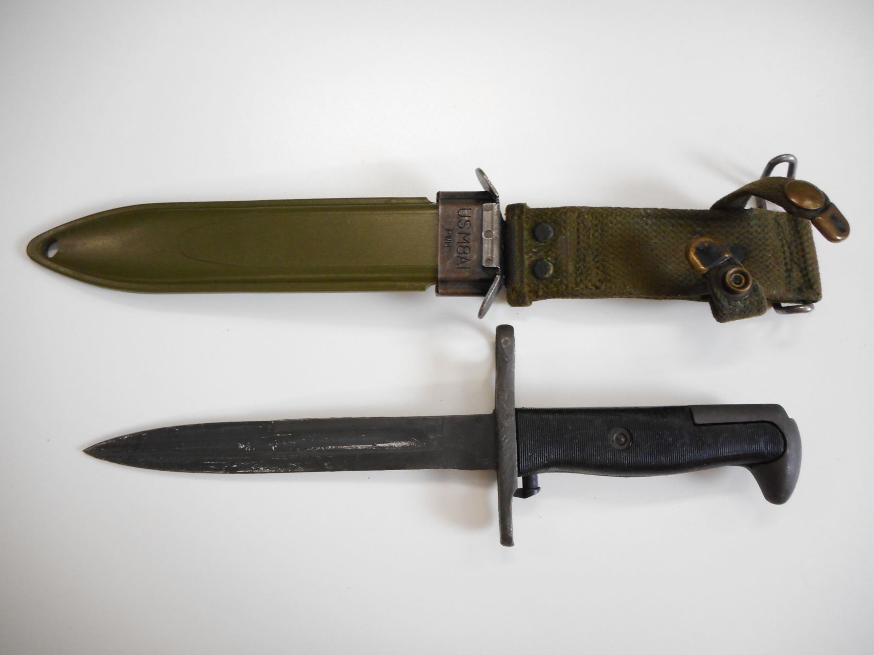 Us M1 Garand Bayonet With M7 Scabbard Short Bayonet 10 Blade