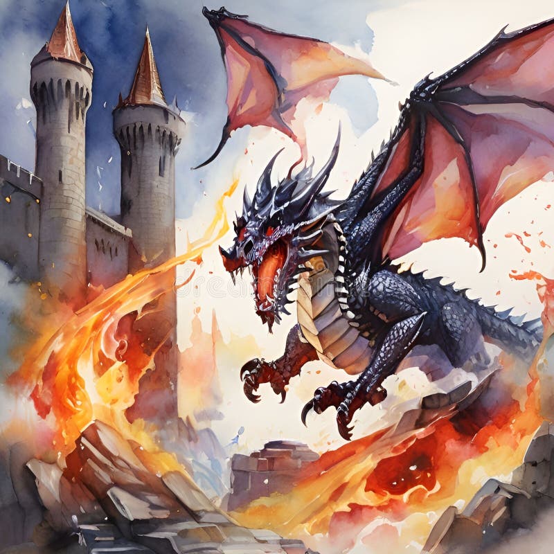 Watercolor Dragon Illustration Fantasy Dragon Artwork Magical Creature