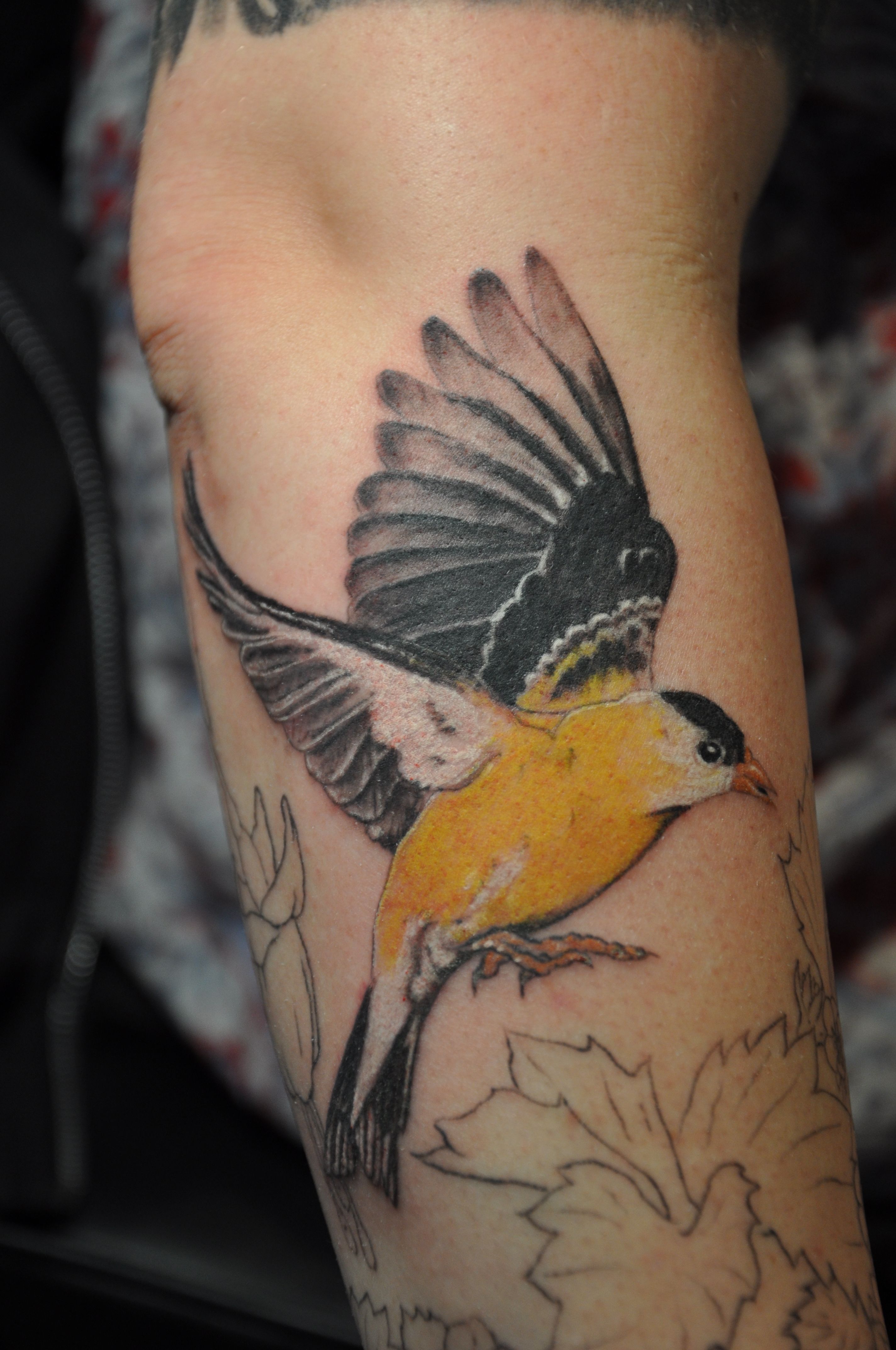 Yellow Bird Tattoo Design